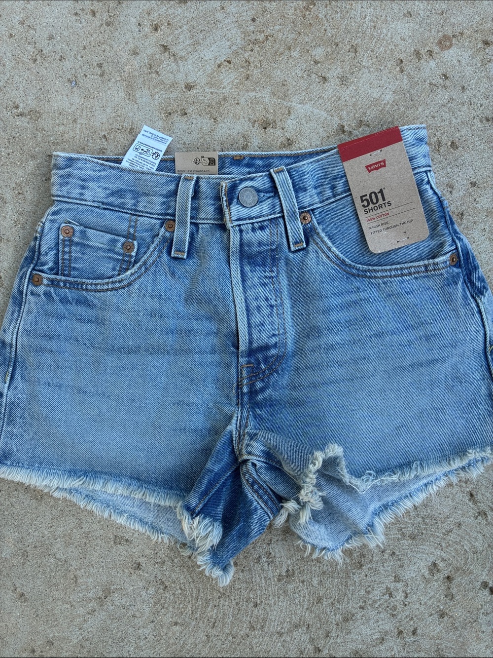 Levi's 501 Cutoff Light Blue Denim Shorts